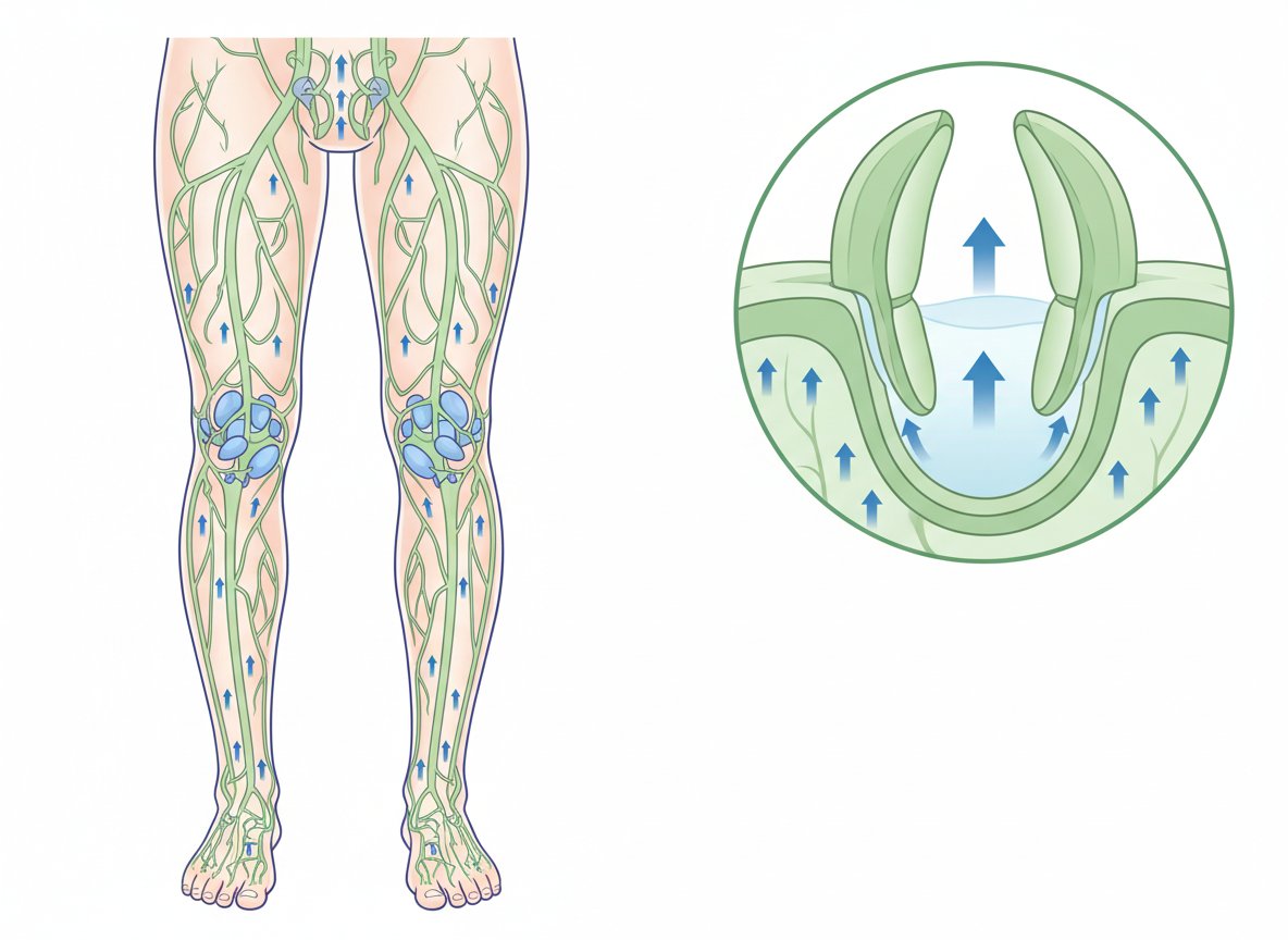 How leaky vessels lead to fluid and fat buildup in the legs